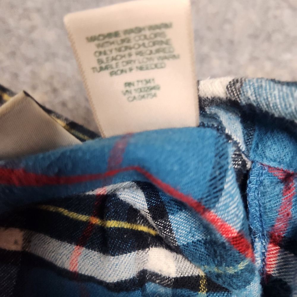 LL Bean Pajama Flannel Shirt Men S Reg Blue Scotch Plaid Long Sleeve Button Up - Picture 4 of 6